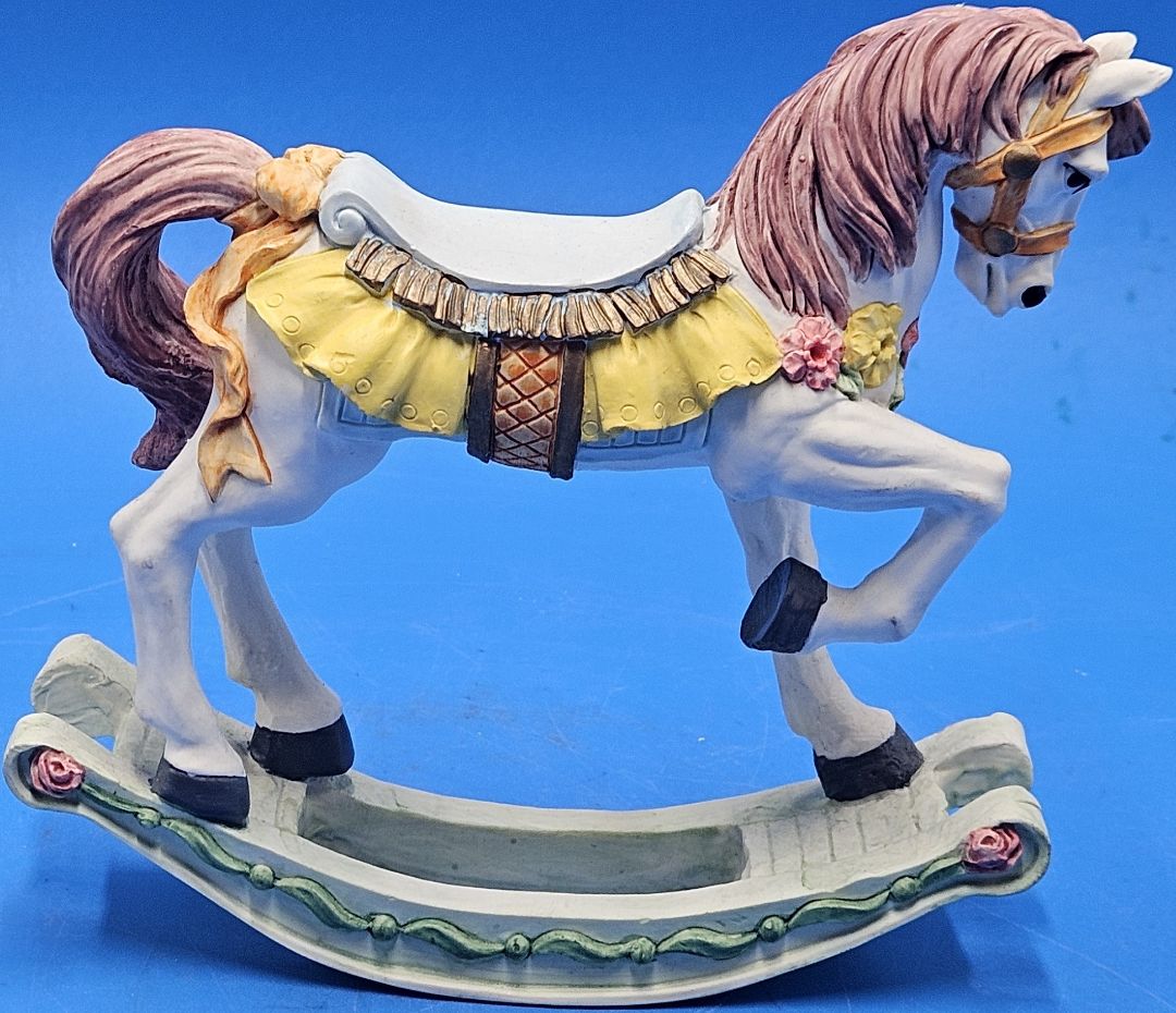 Multi-Colored  Two Ceramic Rocking Horse Figurines