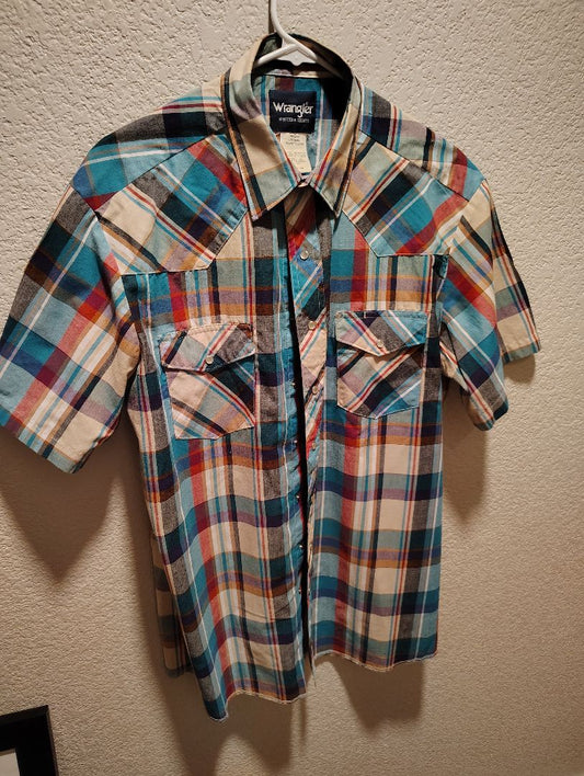 red//blue/multi Wrangler Snap Front Shirt SS, XL Tall