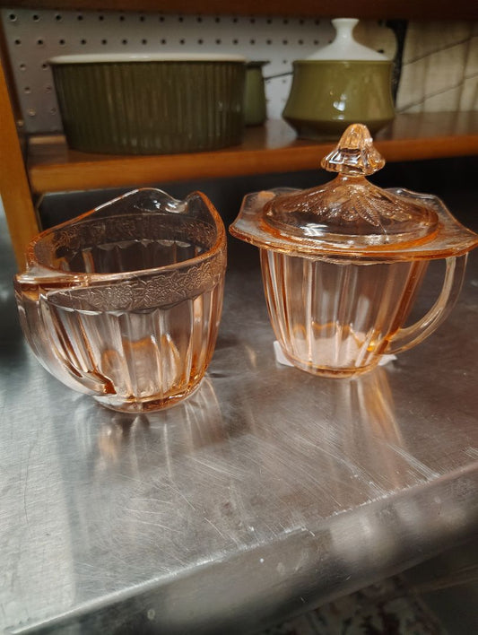 amber Jeanette? Depression Glass Cream and Sugar 3pc