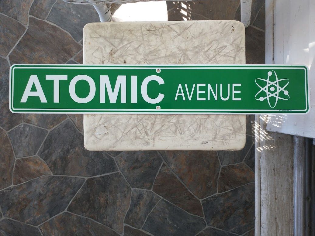 Green  Atomic Ave Street Sign