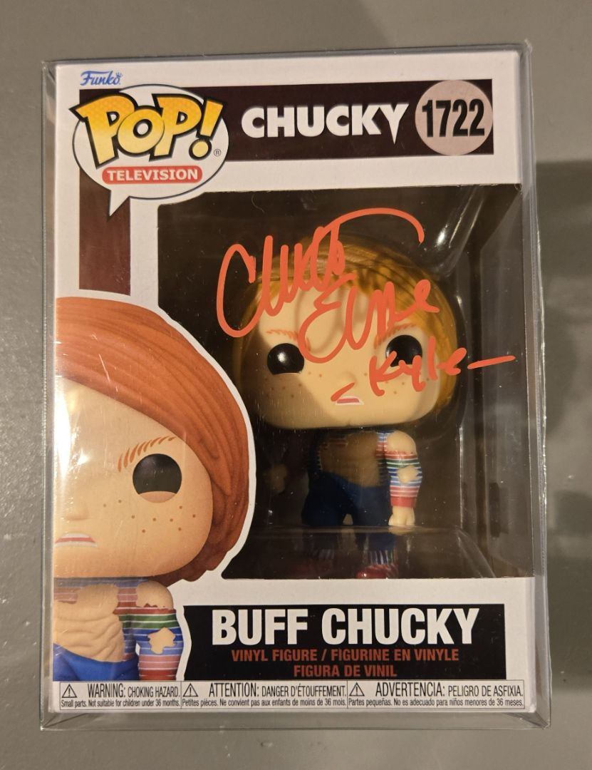 Buff Chucky Funko Pop signed by Christine Elise