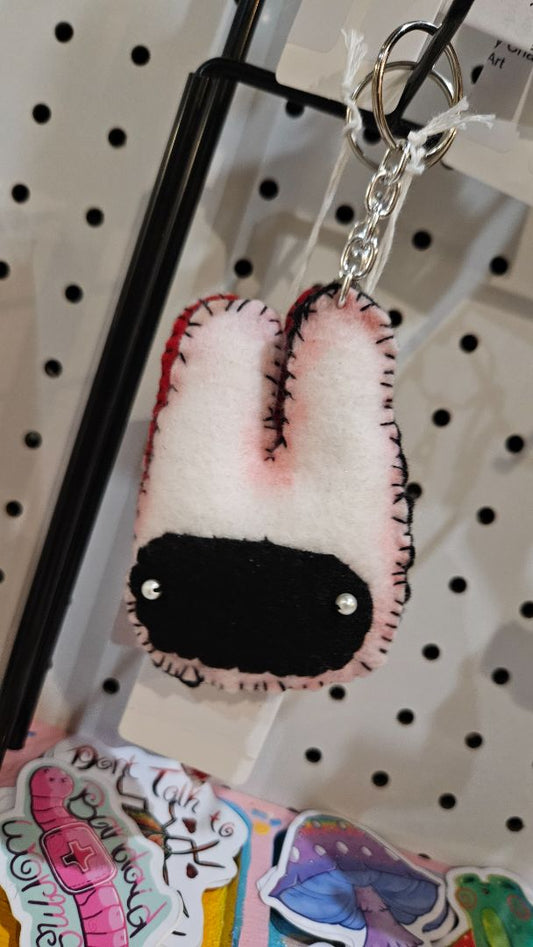 Hand Stitch Bunny Felt Keychain