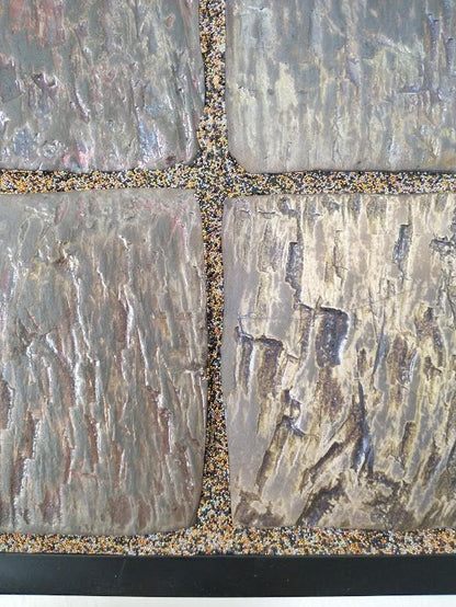 Framed Ceramic Raku Tiles "Coal Field"