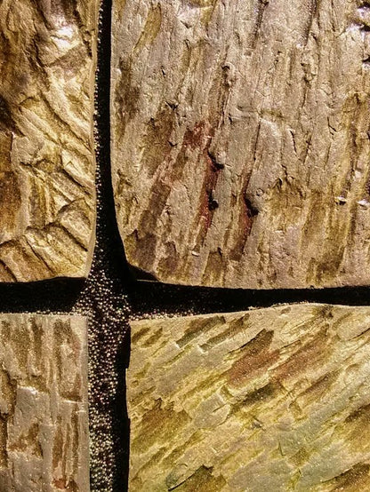Framed Ceramic Raku Tiles "Coal Field"