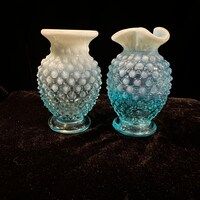 Blue Opalescent Fenton Fenton Blue Hobnail Vase #1, 4"