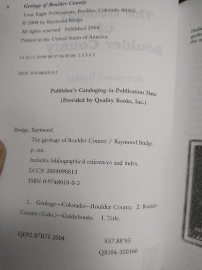 Geology of Boulder County paperback