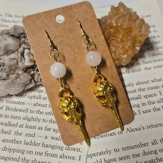 Quartz and skulls Earrings