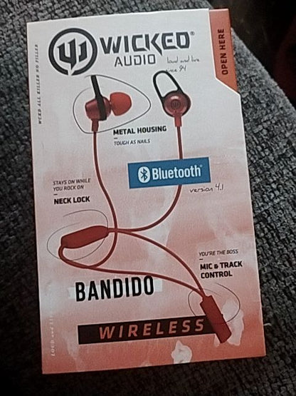 Red Wicked/Bandido Blue Tooth Earbuds with Neckloop
