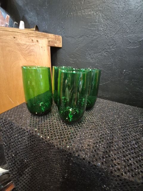Forrest Green Anchor Hocking Roly Poly Tumbler set of 4, 5"