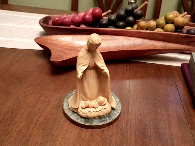 Vintage religious statue, marble base