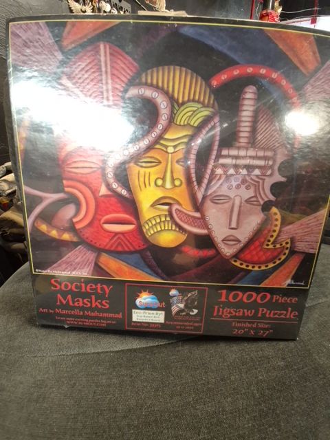 SunsOut Society Masks Jigsaw Puzzle, 1000 pcs, 20" × 27"