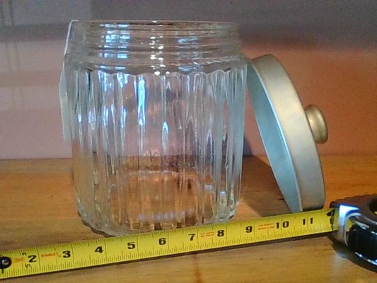 vintage kitchen Vintage Glass & metal canister, 6.5" diameter