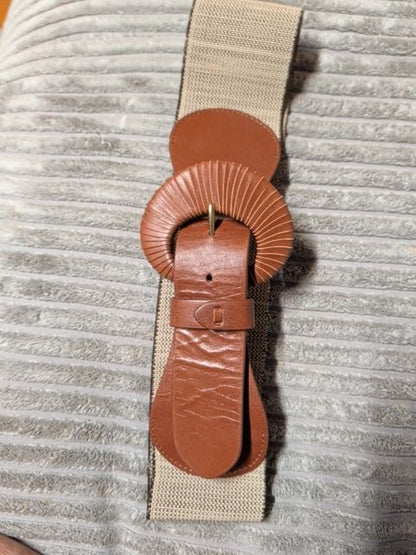 Tan Lauren Ralph Lauren Wide Woven Fashion Belt, M
