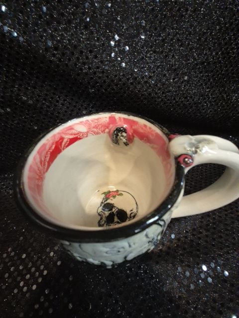 White  Skull Ceramic Mug, 4" × 4.5"