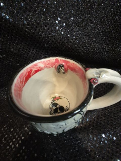 White  Skull Ceramic Mug, 4" × 4.5"