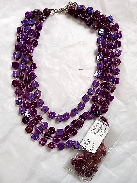 Purple  Multi-strand necklace with earrings