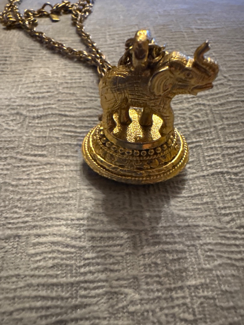 Gold-Tone 1928 Elephant Pendant Necklace