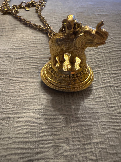 Gold-Tone 1928 Elephant Pendant Necklace