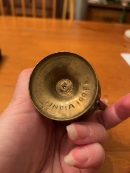 Vintage Etched Brass Pitcher, 3 3/4” T