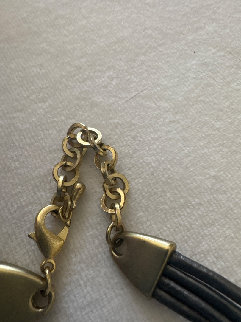 Bracelet & Necklace Set Gold-Tone Circular on Rope