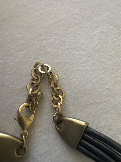 Bracelet & Necklace Set Gold-Tone Circular on Rope