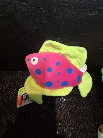 Pink & Yellow Zanies Funky Flounder Squeeky Dog Toy, 8"