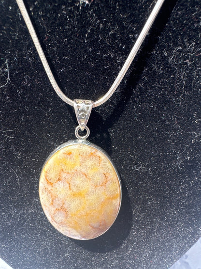 925 and oval stone necklace