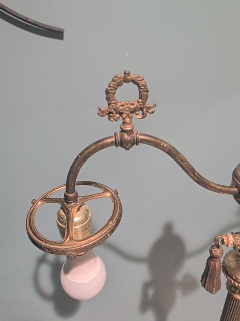 Vintage Brass Floor Lamp w/Marble Base, 52.5"