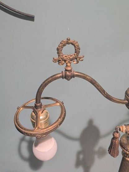 Vintage Brass Floor Lamp w/Marble Base, 52.5"