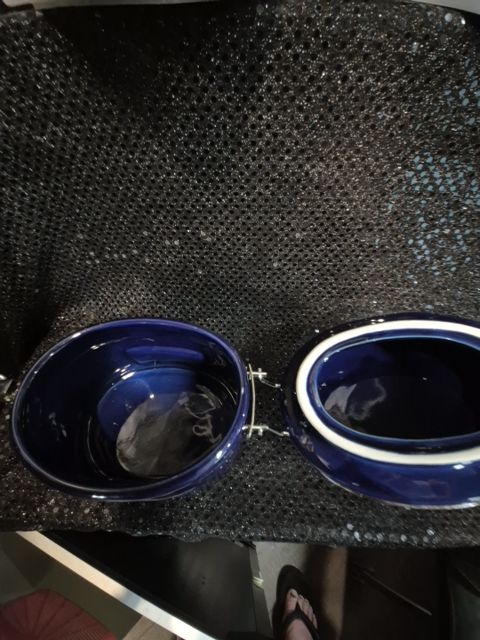 Cobalt Blue Vintage Ceramic Canister, 7" × 5" × 5"