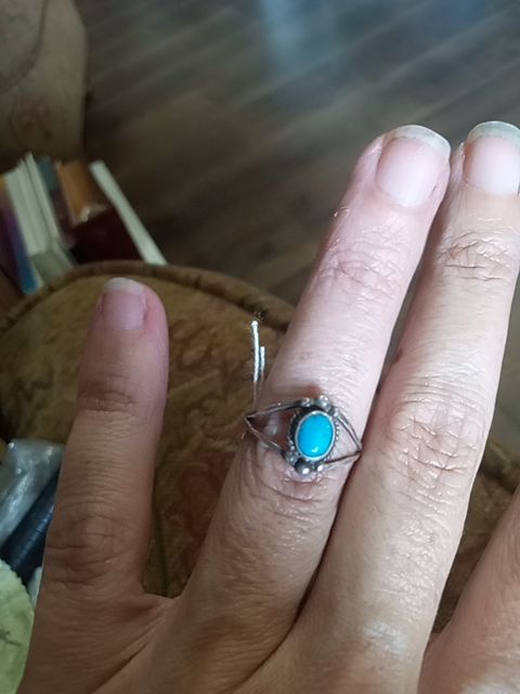 Sterling and turquoise ring, 8