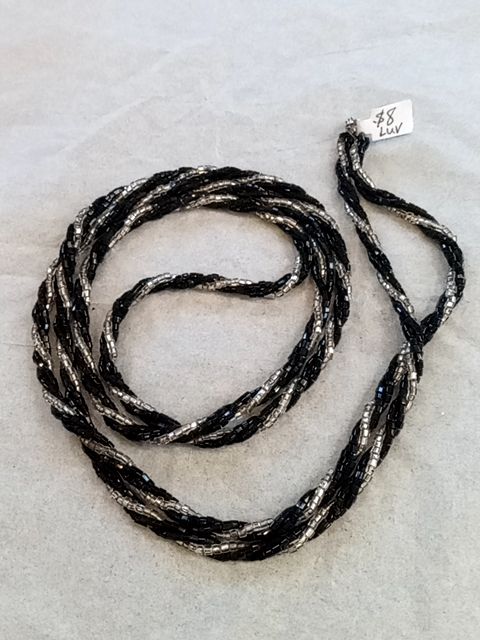 Black  Clear beaded twist necklace