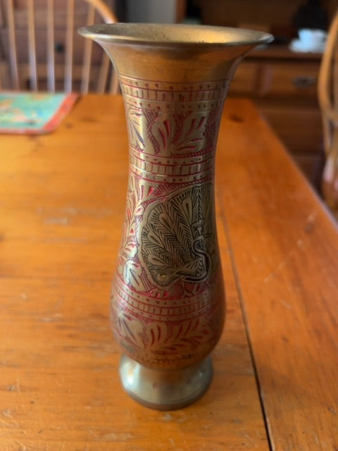 Vintage India Brass Bud Vase - 7.5"