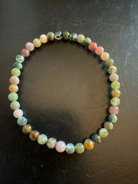 Multi color green agate small bead stretchy bracelet