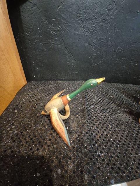Hand-Carved Wooden Mallard Duck Napkin Ring, 5" × 2" × 5"