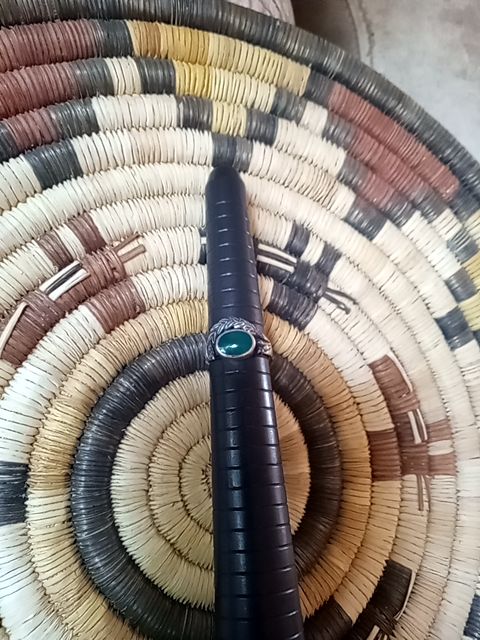 Sterling silver/green Vintage Ring, 5.5