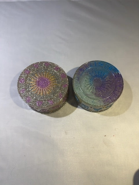 Multi Colored Luminous Creations Epoxy, resin trinket box, 3X3X2 inches