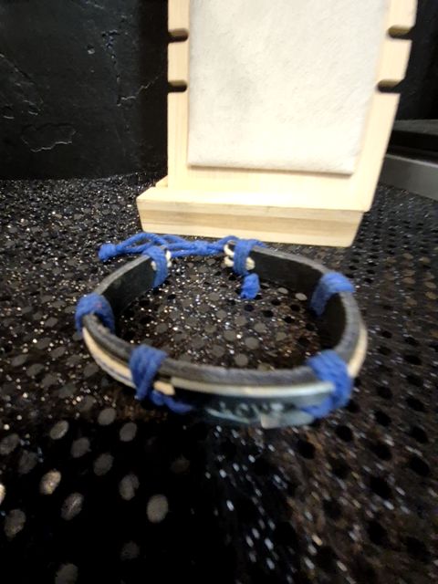 Black  Leather Adjustable Bracelet, Adjustable