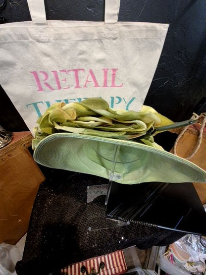 Green Untied Hatters Cap & Millery Green Kentucky Derby Hat