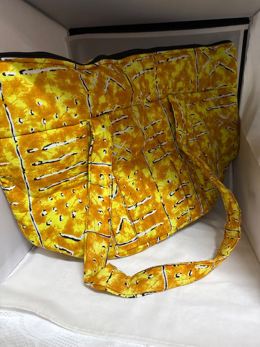 Yellow African made Handbag, XL