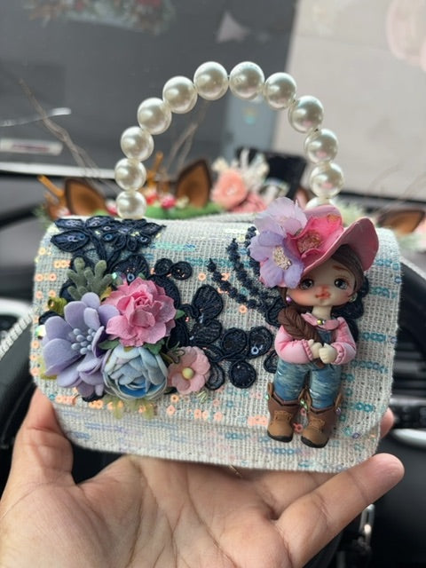 Ooak cowgirl clay purse