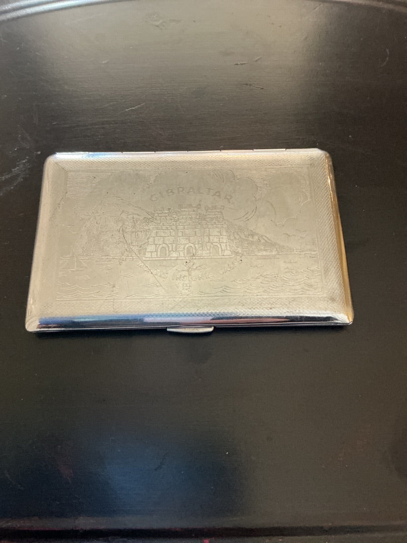 Silver Gibraltar Cigarettes case, 5.25”