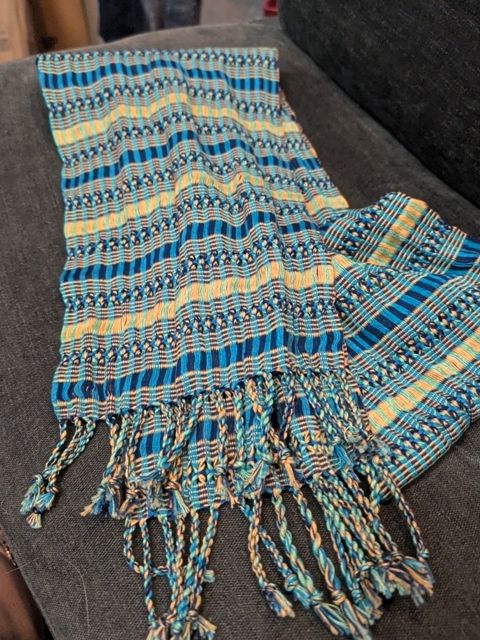 Green & Blue Patterned Scarf