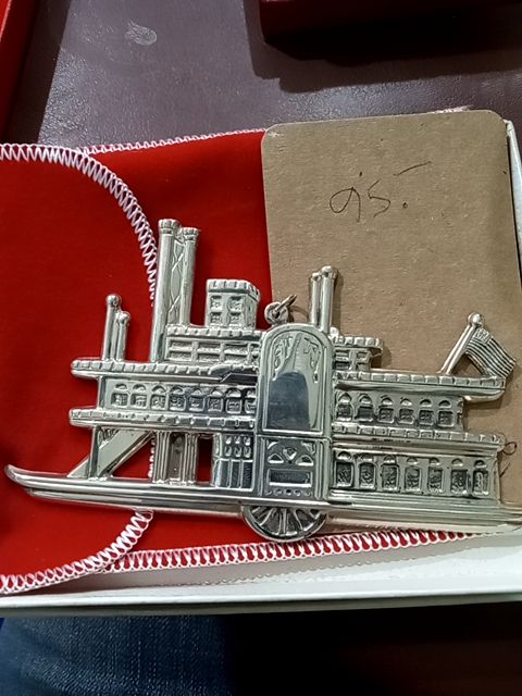 Vintage sterling silver Ghorham ferry boat ornament