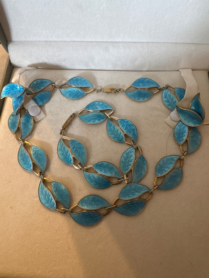 Blue vintage three piece set.  VintageJewelry