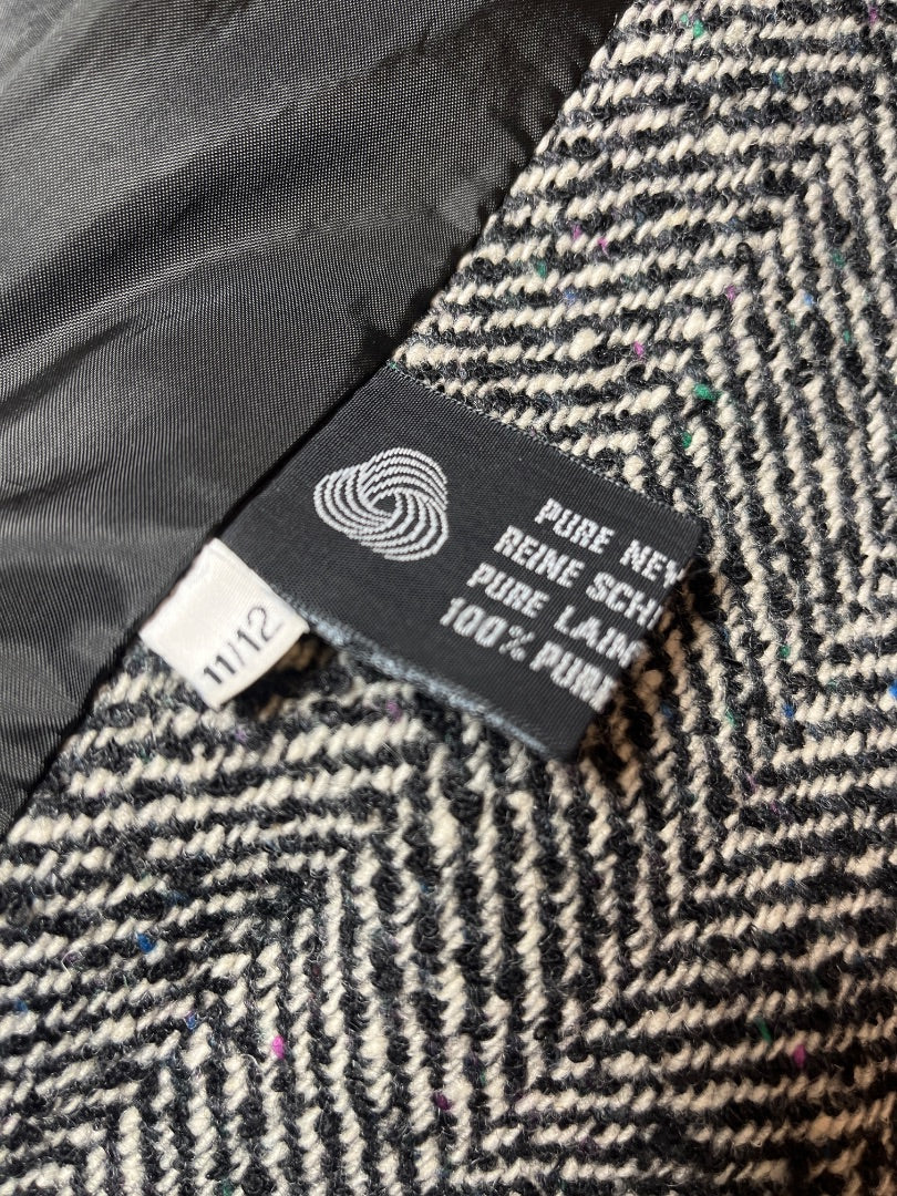 Wool Tweed B/W Coat, L