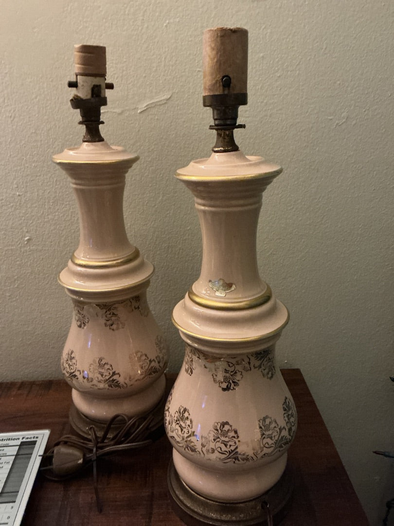 Pink Italy Gold Embellished Lamps, 17”