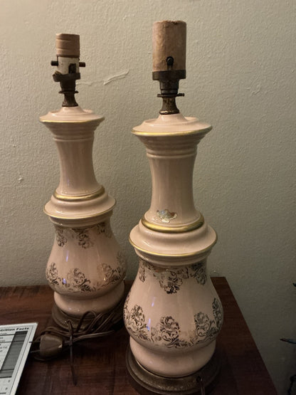 Pink Italy Gold Embellished Lamps, 17”