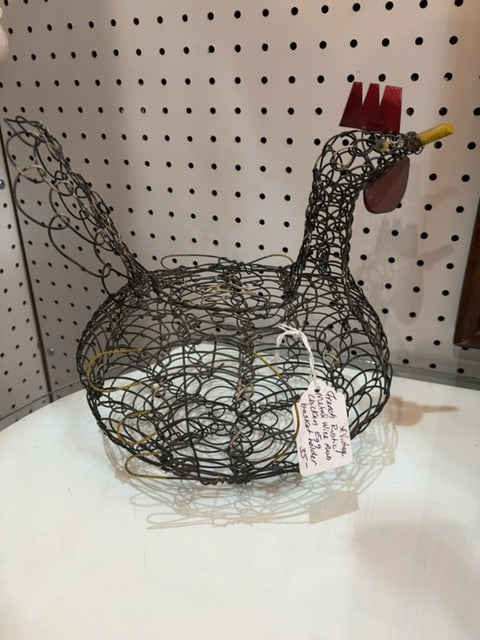 French rustic wire chicken egg basket