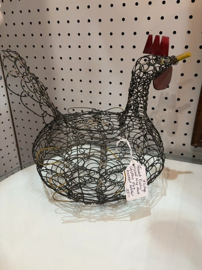 French rustic wire chicken egg basket